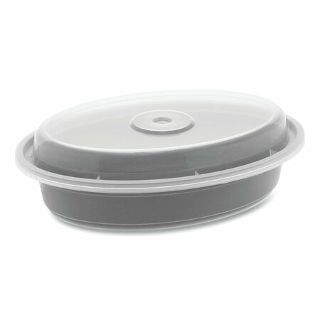 PACTIV EVERGREEN Newspring VERSAtainer Microwavable Containers, Oval, 12oz, 6.8x4.8x1.45, Black/Clear, Plastic, 150PK OC12B